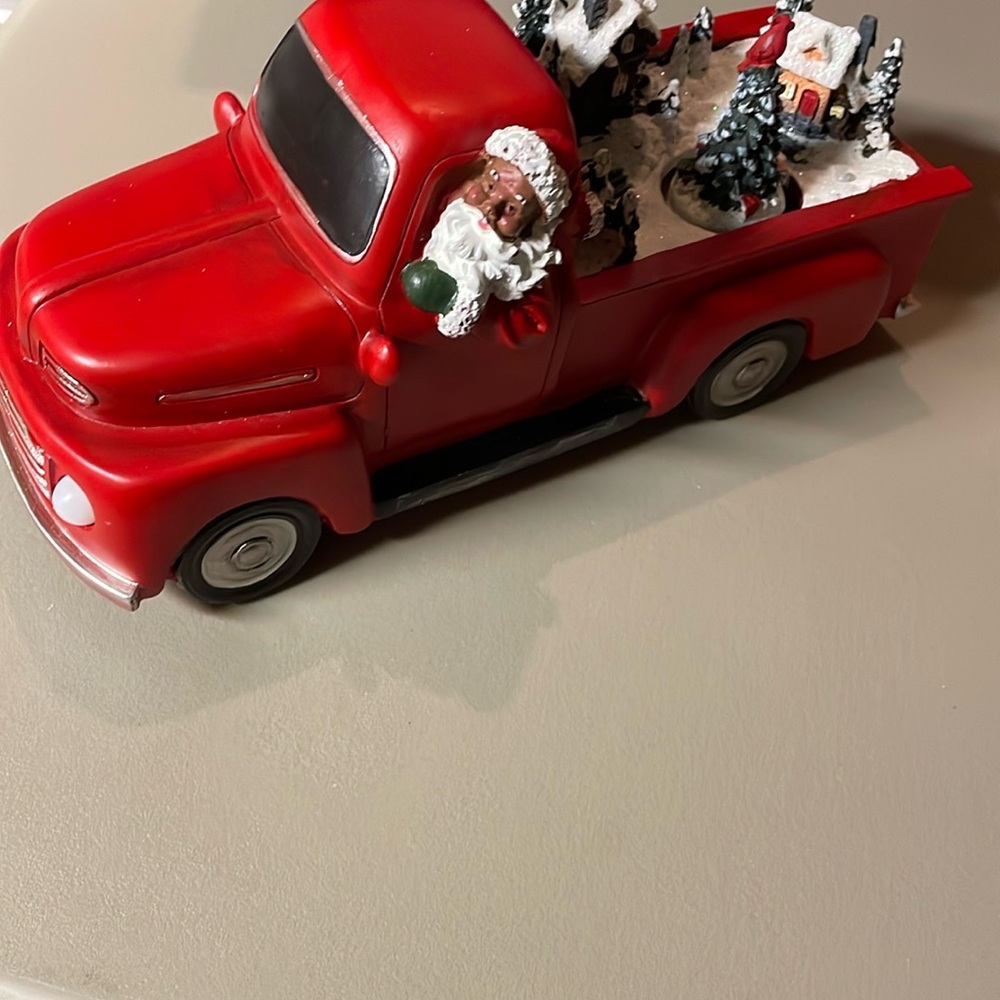 Red truck with Santa
